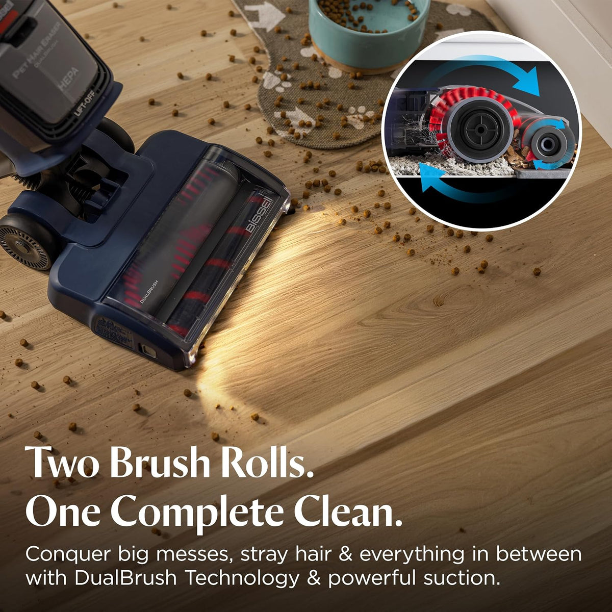 bissell pet hair eraser dualbrush upright vacuum with, close-up detail
