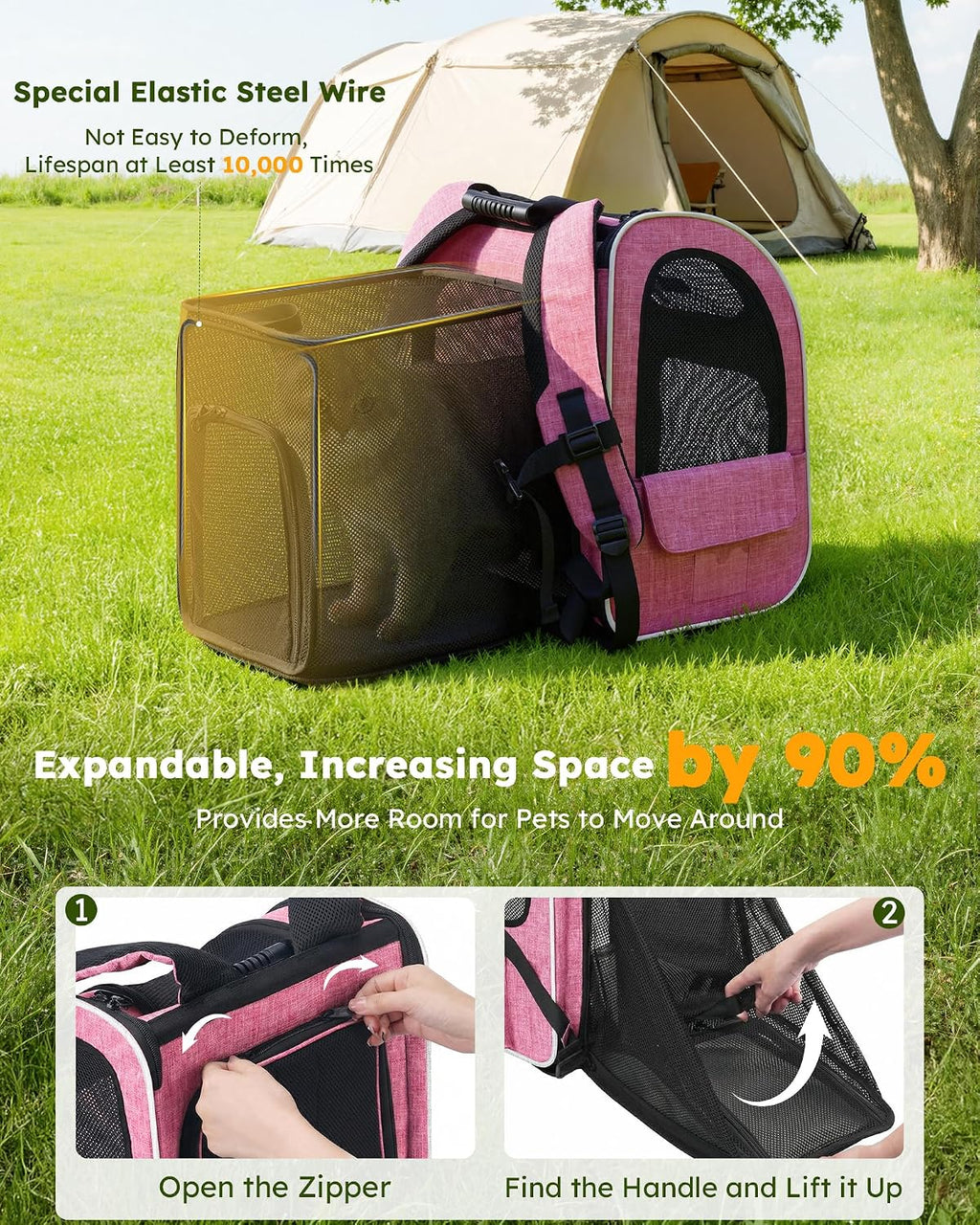 pecute cat backpack extendable, cat carrier backpack with, side view