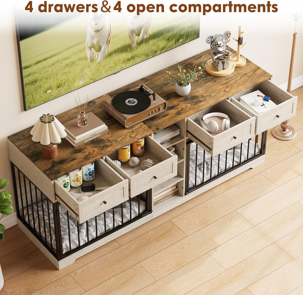 idealhouse 82” large dog crate for 2 dogs showing dimensions