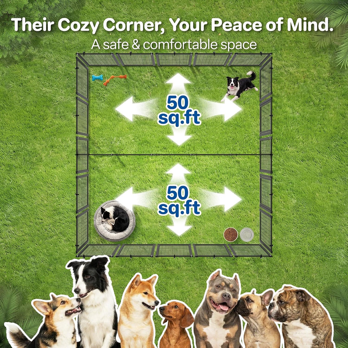 10'x10' outdoor dog kennel for 2 areas, heavy, close-up detail