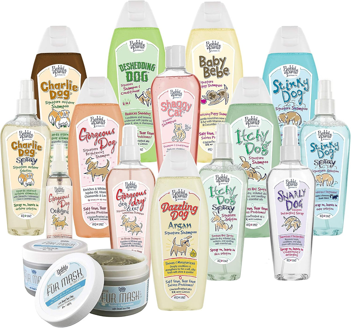 bobbi panter refreshing dog shampoo eucalyptus, mint, chamomile, close-up detail
