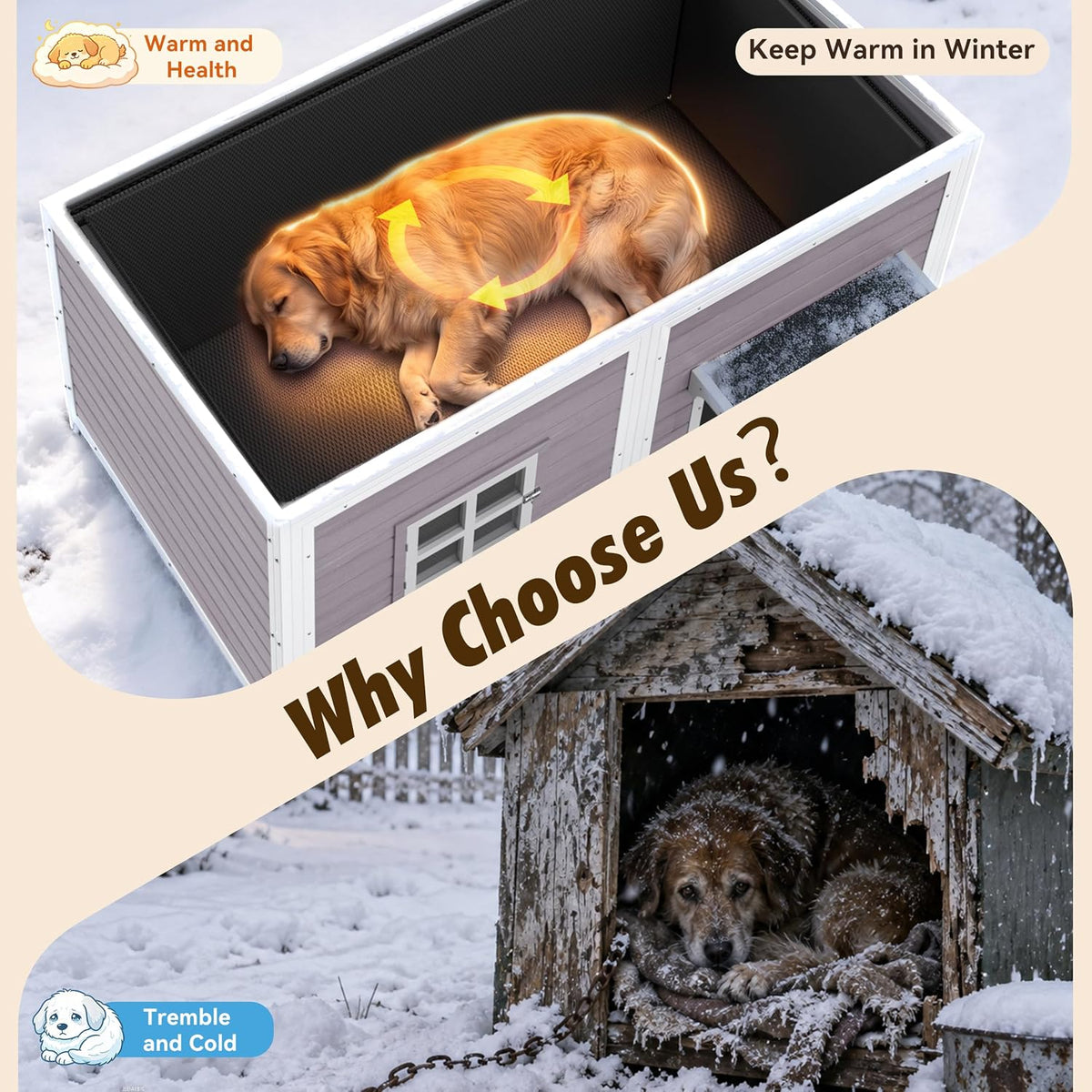59" extra large outdoor dog house with insulated, close-up detail