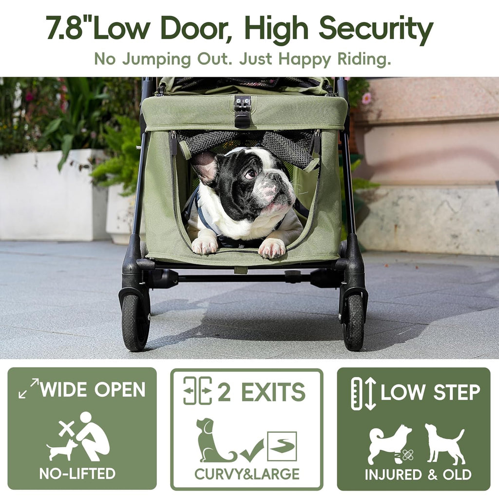 foldable pet stroller small dogs cats up to, side view