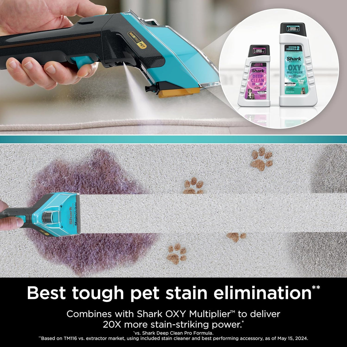 shark stainstriker pet bundle for all stainstriker portable shown in use