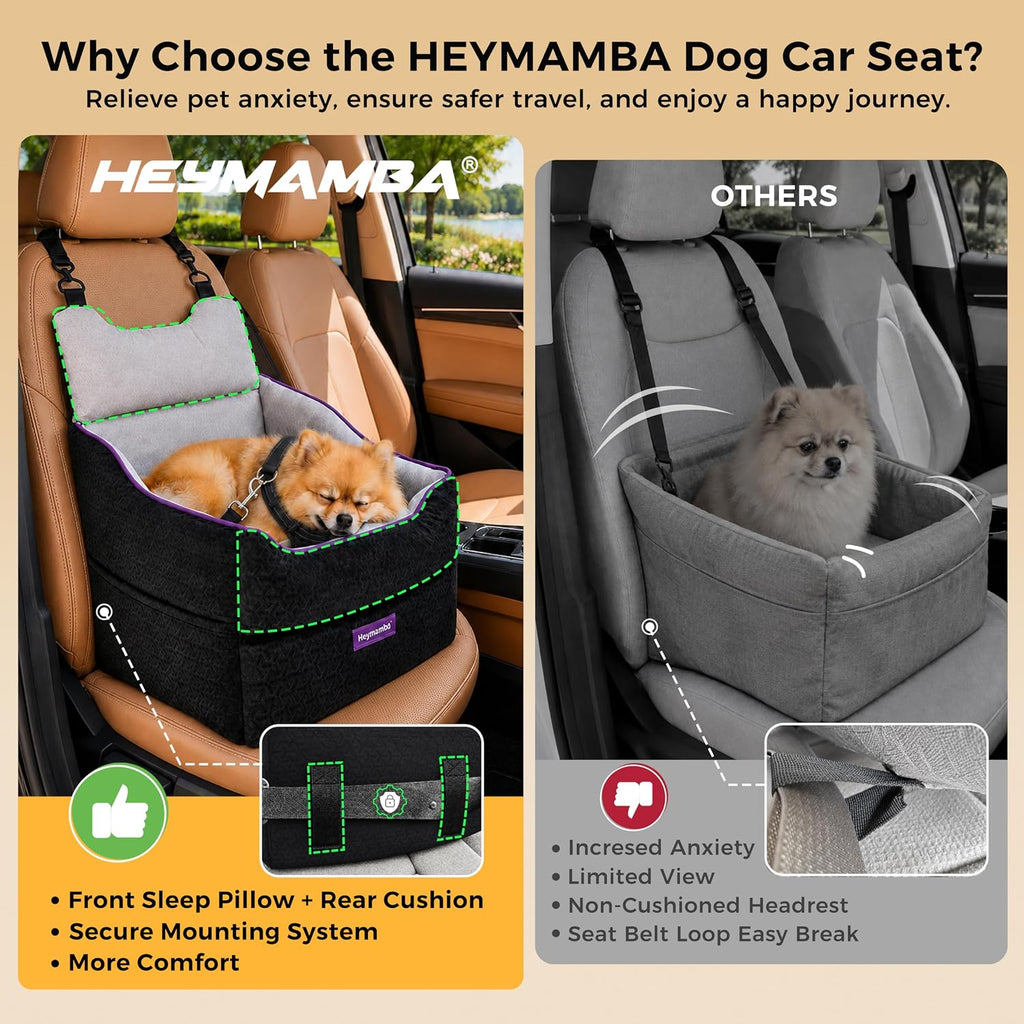 elevated dog car seat, dog booster car seat showing dimensions