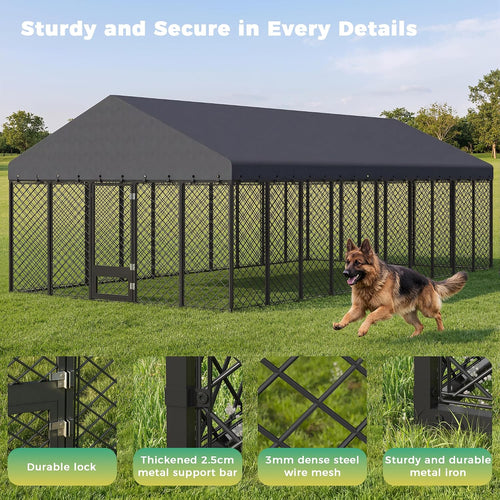10x20 ft heavy duty dog kennel outdoor with shown in use
