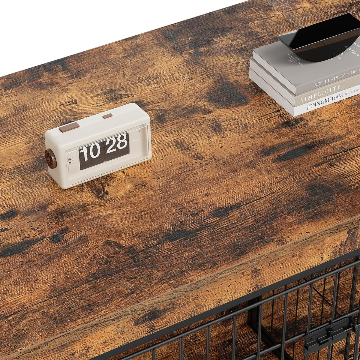 hoobro dog crate furniture for 2 dogs, 63", front angle view