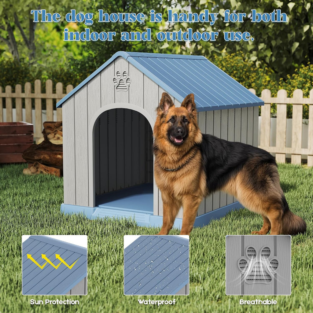 fancyango large dog house outdoor indoor for medium, side view
