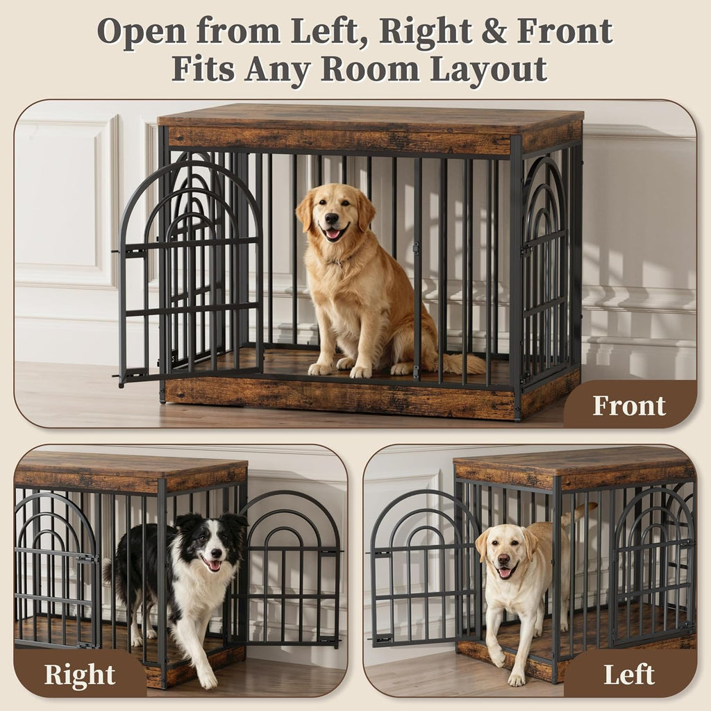 easycom 39" wooden dog crate furniture for small, side view