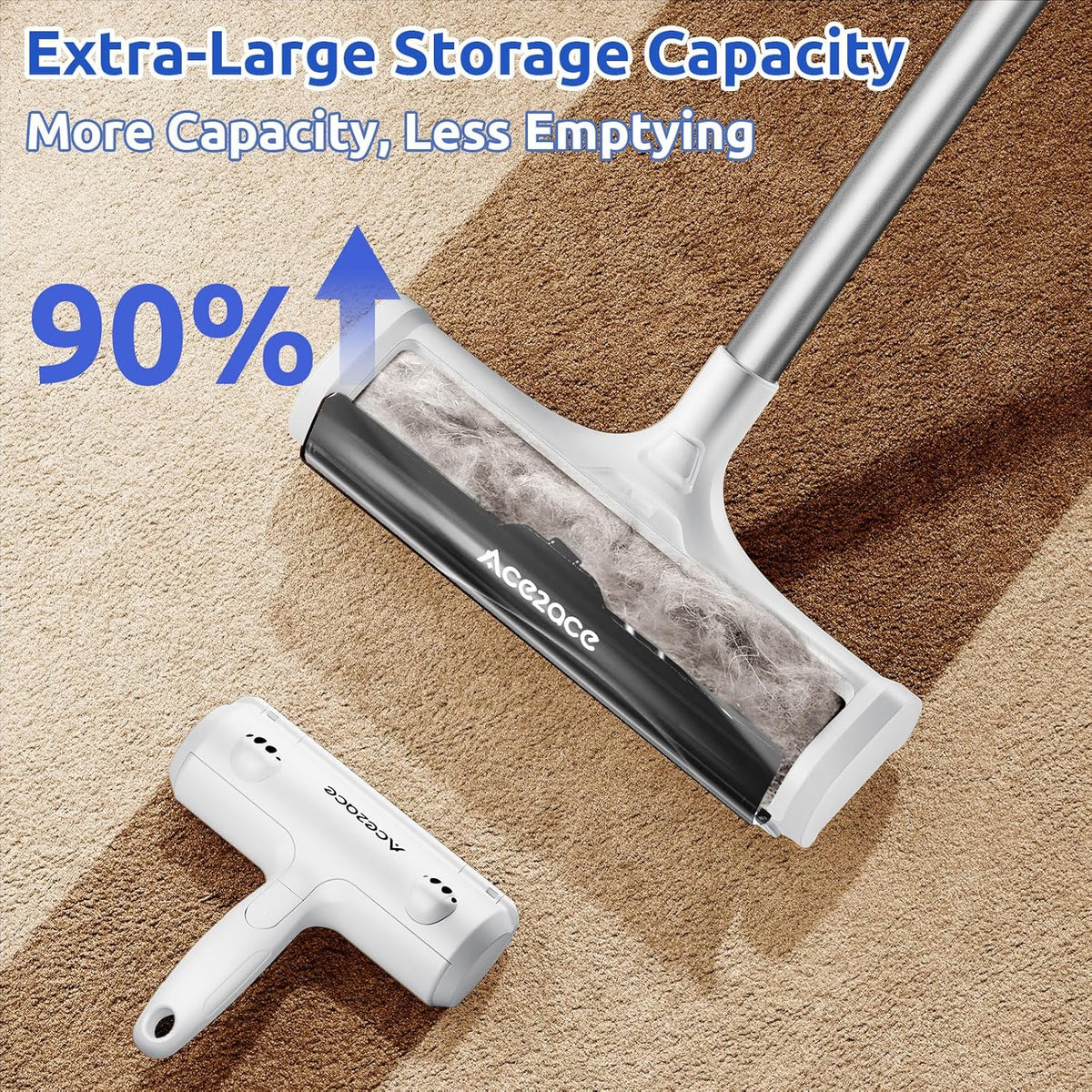 ace2ace a3 pro carpet roller for pet hair showing dimensions