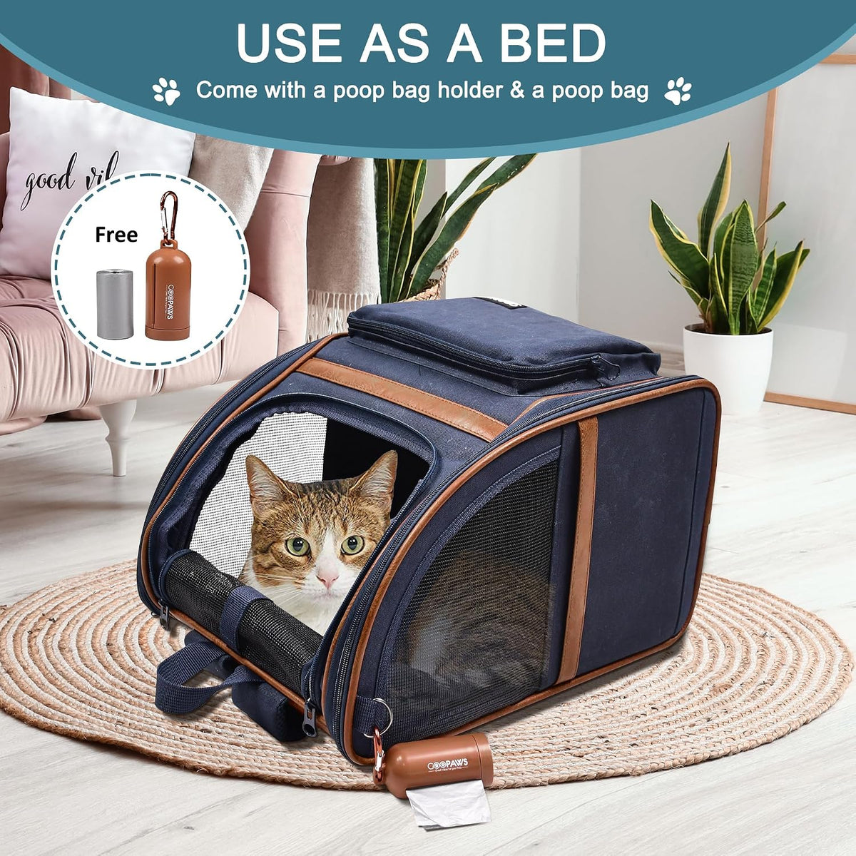 jespet pet backpack carrier for small dog, soft, side view
