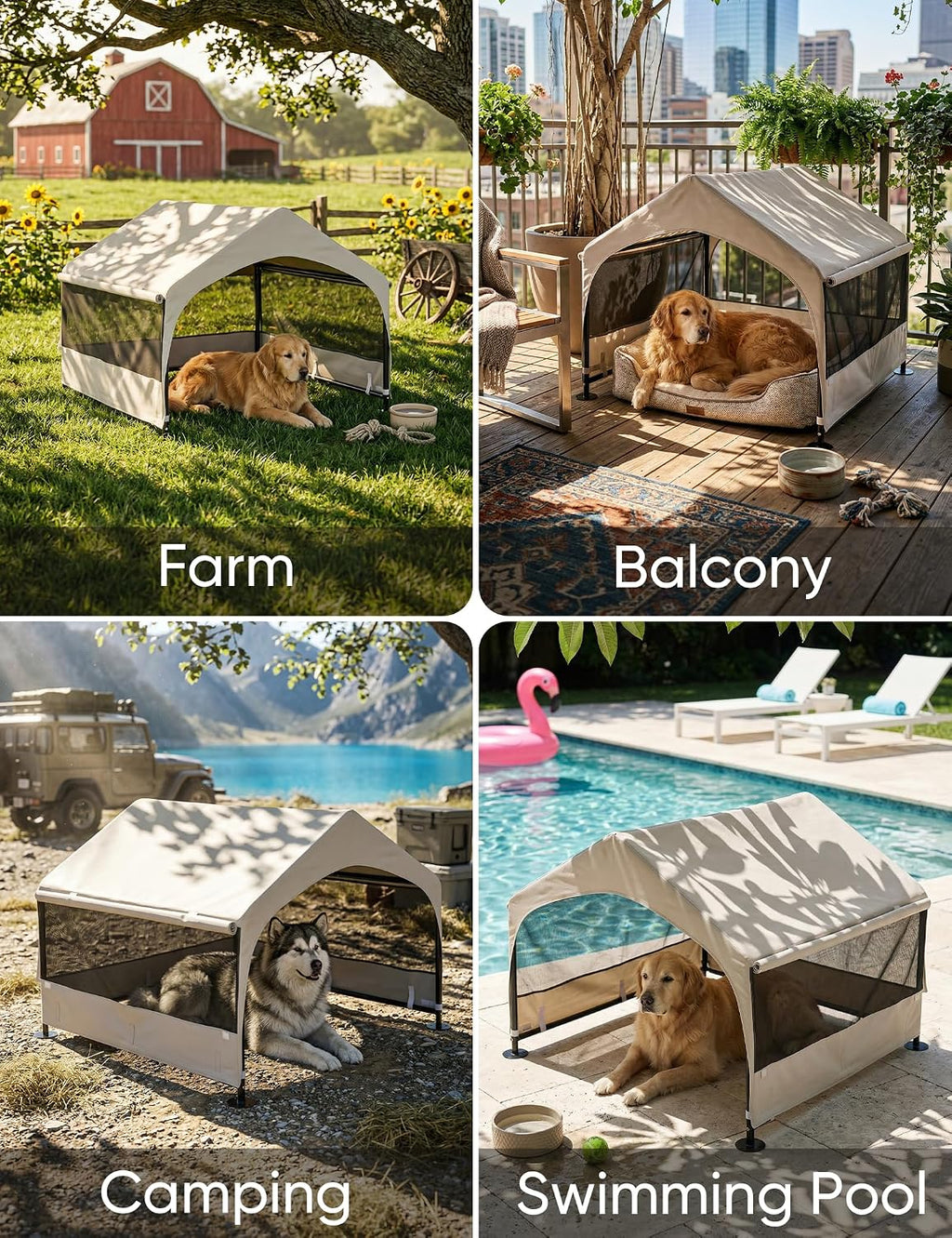 suddus dog house outdoor, extra large dog tent, front angle view