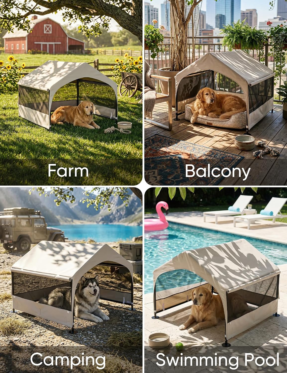 suddus dog house outdoor, extra large dog tent, front angle view