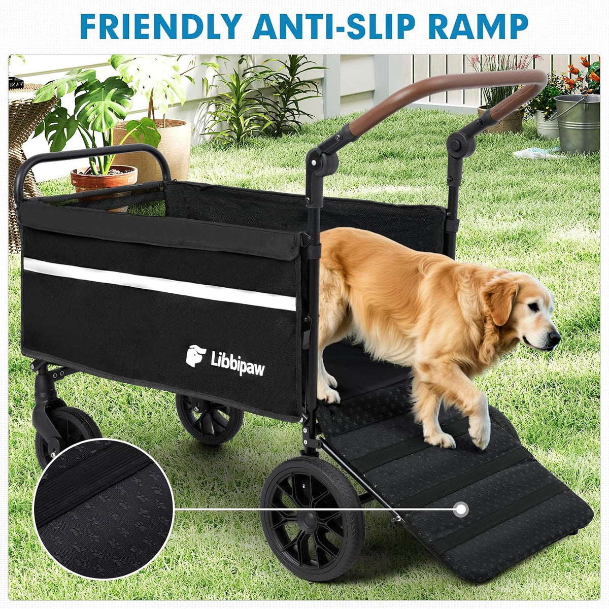 foldable dog wagon for medium & large dogs, close-up detail