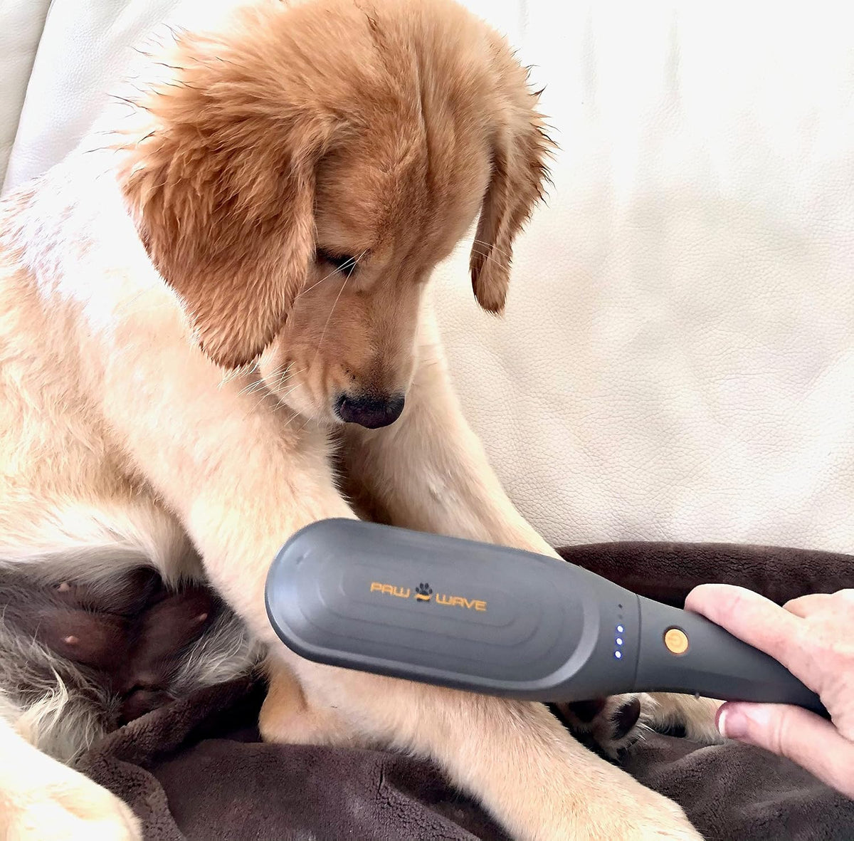paw wave buzz therapeutic brush vibration pet massager, side view