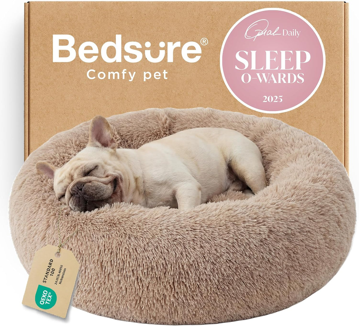 bedsure calming dog bed medium size dog donut, main product view
