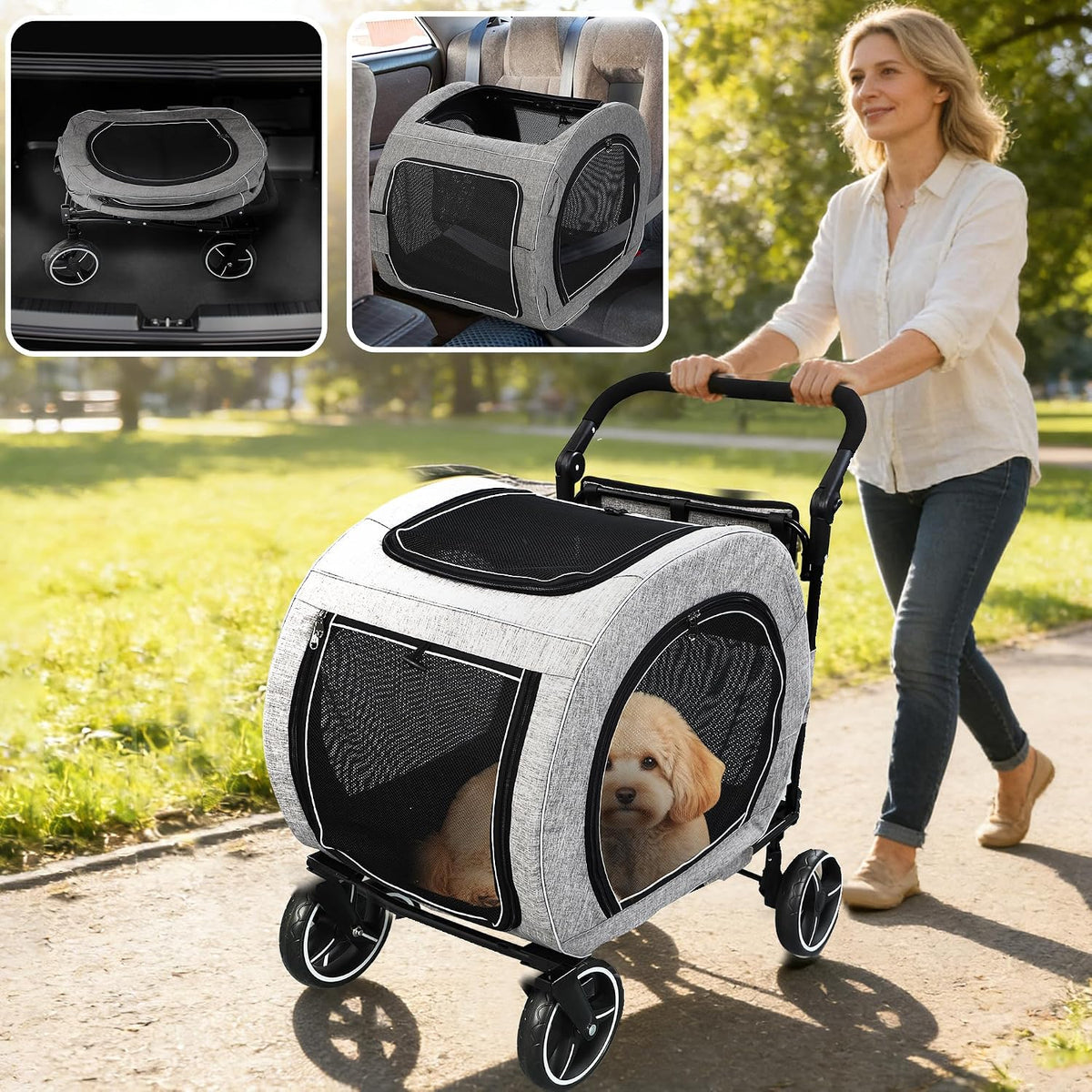 saudism pet stroller for dogs cats up to, view 9