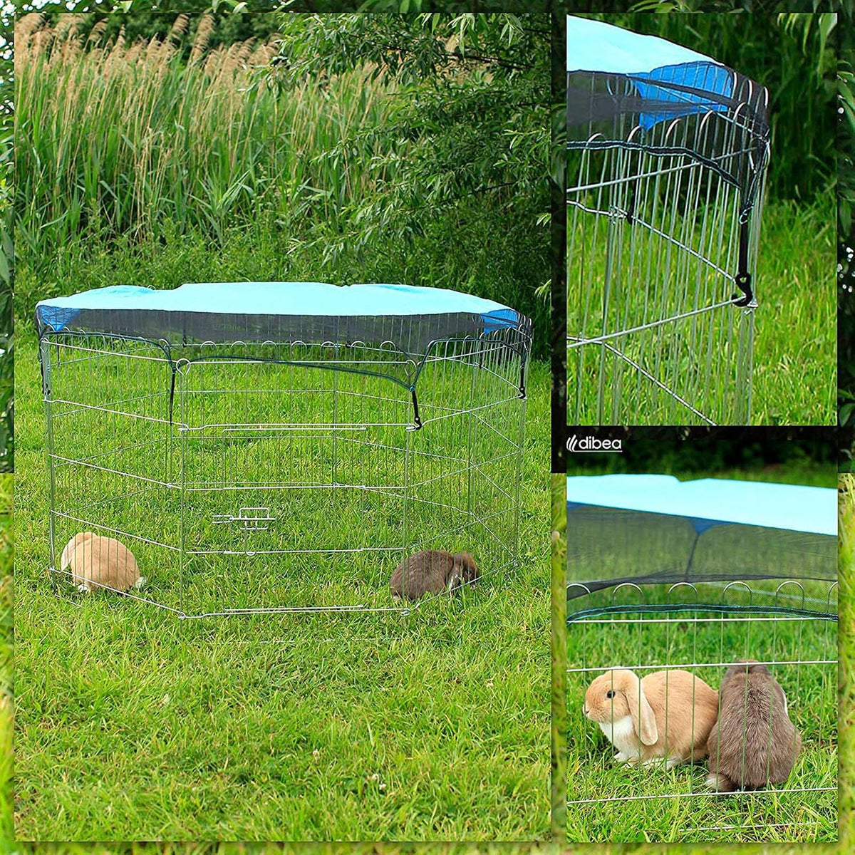 lionto outdoor enclosure for rabbits made of robust, side view