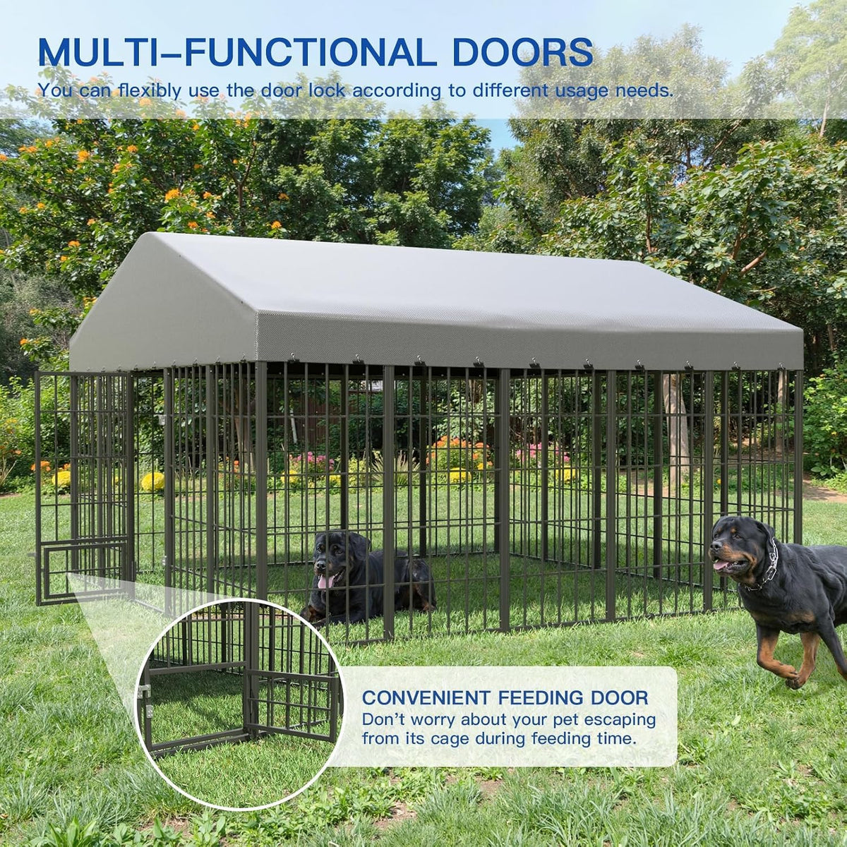 10x10x6.25 ft large outdoor dog kennel,dogs run enclosure, side view
