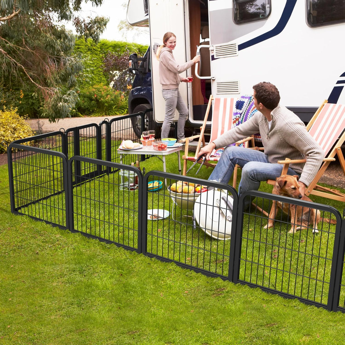 topeakmart dog playpen indoor 24 inch 8 panels shown in use