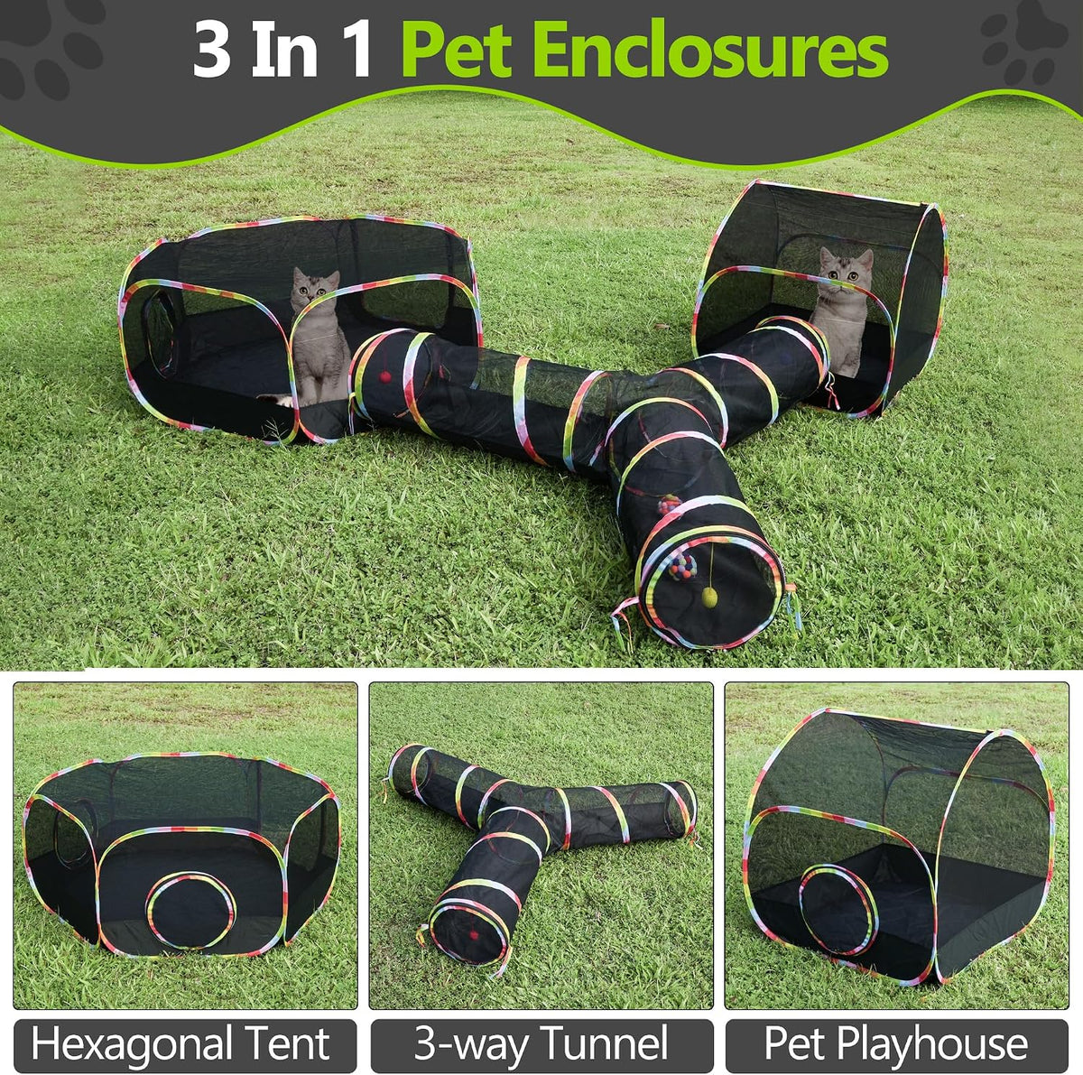 3-in-1 outdoor cat enclosure, catio with tent and, close-up detail