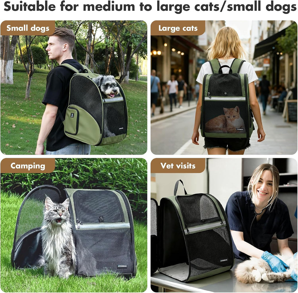 pet backpack carrier, large cat carrier backpack up on a desk or shelf