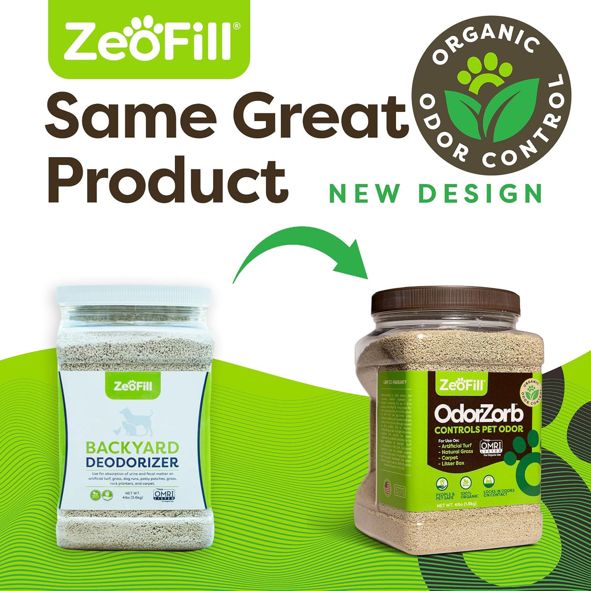 zeofill dog urine odor eliminator for yards & shown in use