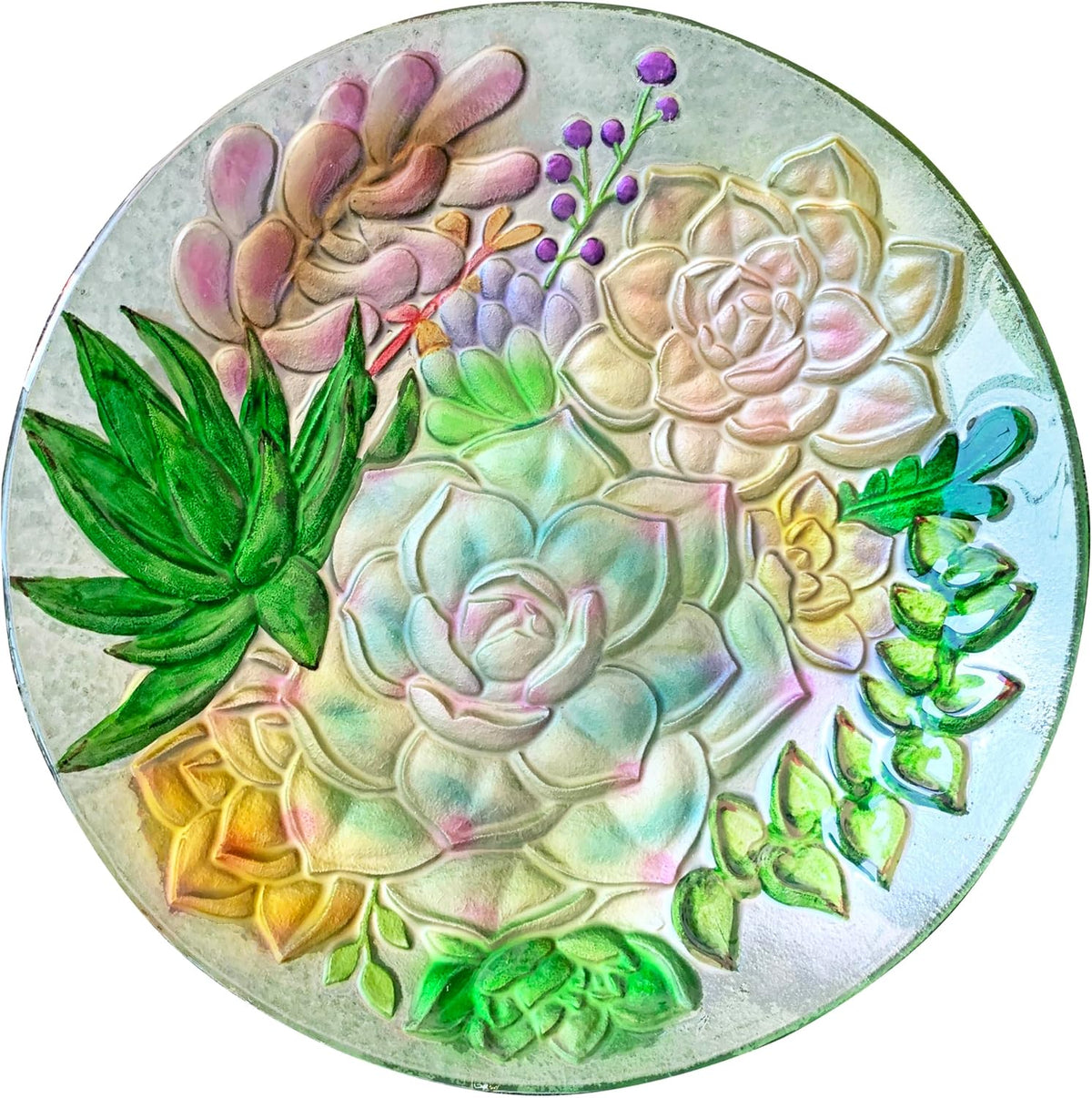 inc. cac3888236 18'' holographic painted succulents glass bird, main product view