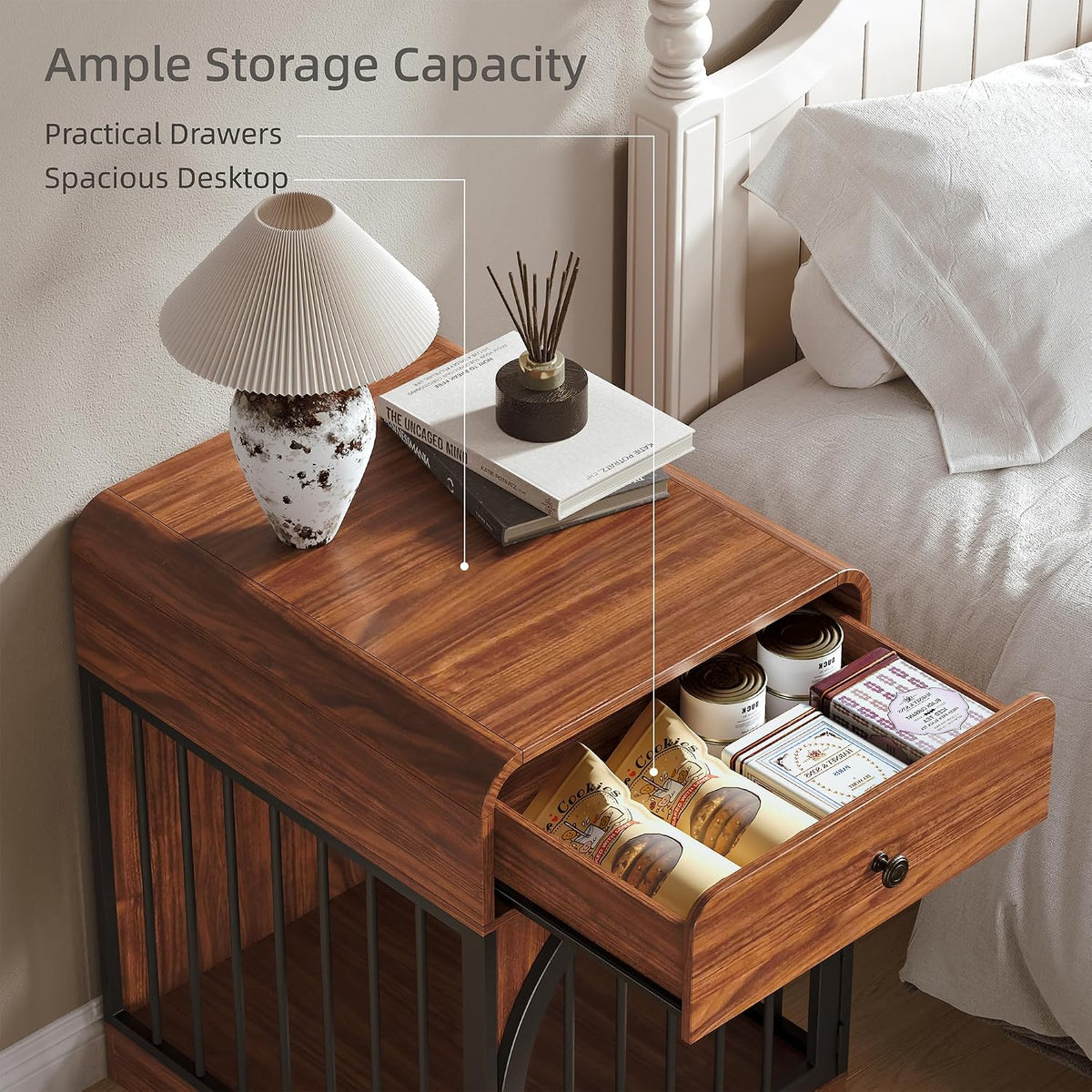 dog crate furniture, kennel indoor for small breed showing dimensions