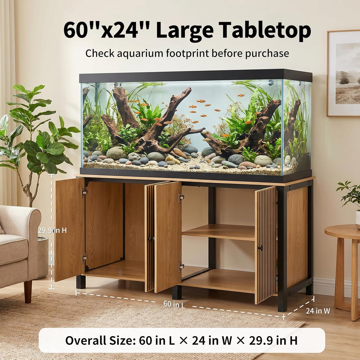 125-150 gal fish tank stand 60x24 tabletop aquarium, side view