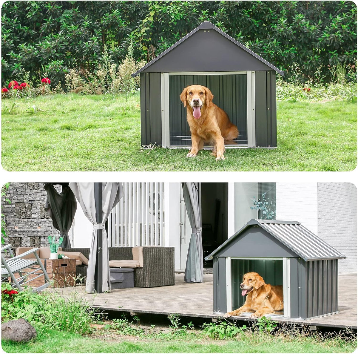 38 x 35 inch metal dog house, indoor, package contents