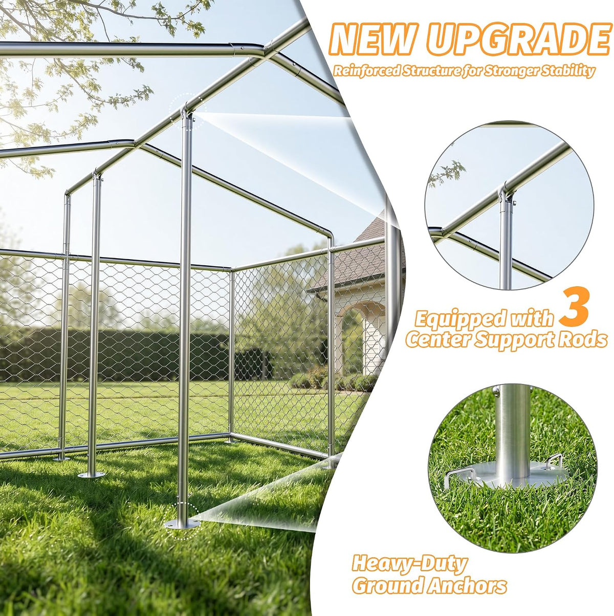 20×10×7.2 ft dual‑run large outdoor dog kennel, heavy‑duty shown in use
