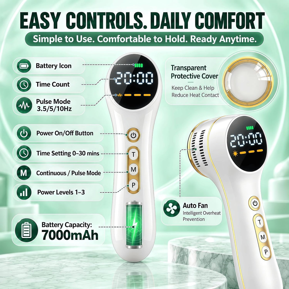 7000mah cold laser therapy device for dogs 4x980nm, side view