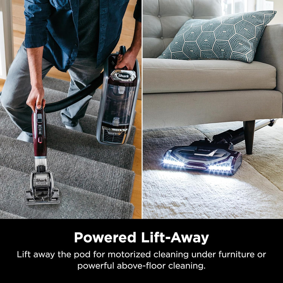 shark nv752 rotator powered lift-away truepet upright vacuum, close-up detail