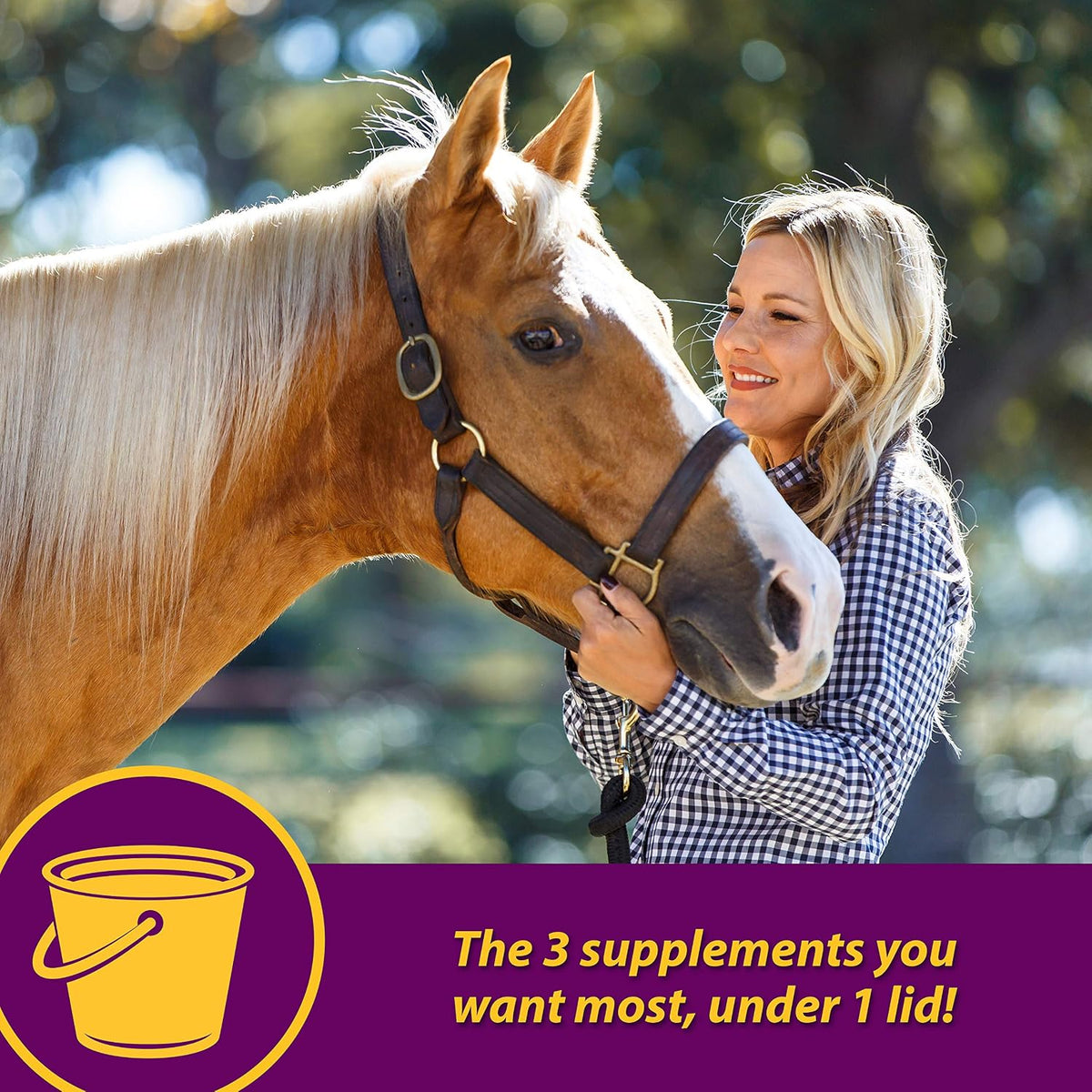 horse health joint combo hoof & coat, convenient shown in use