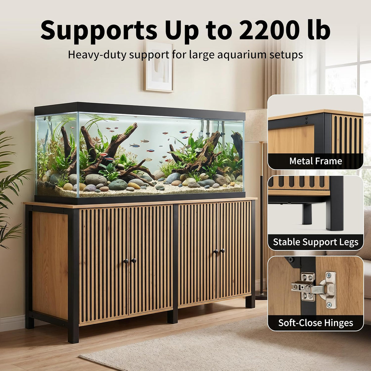 125-150 gal fish tank stand 60x24 tabletop aquarium, close-up detail