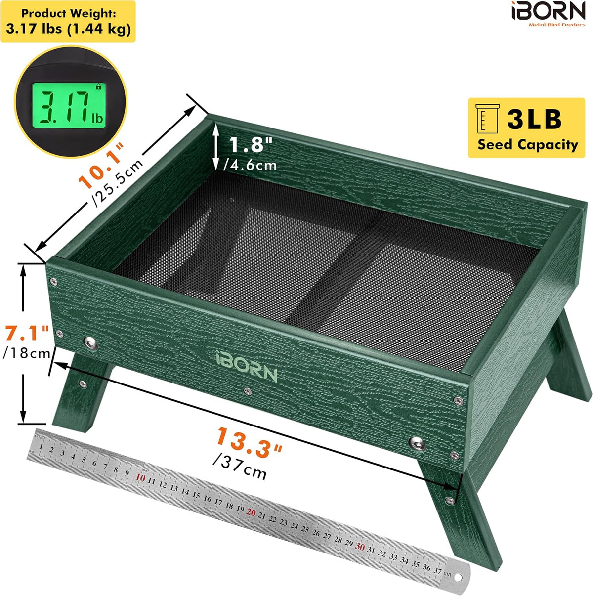 iborn ground bird feeder, bird & squirrel platform shown in use