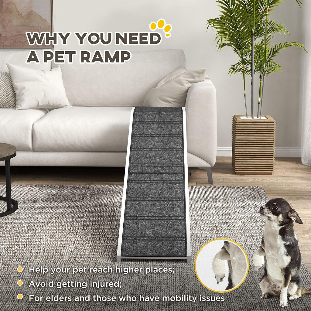 pawhut dog ramp for bed, pet ramp for showing dimensions