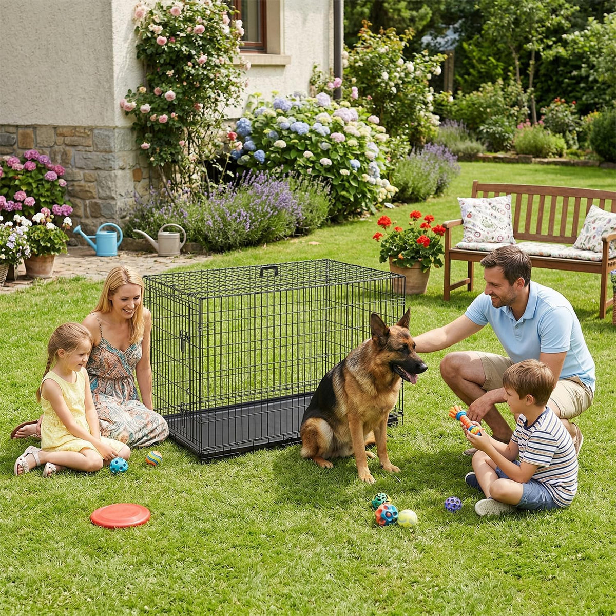 bestpet | dog crate | 48" | black shown in use