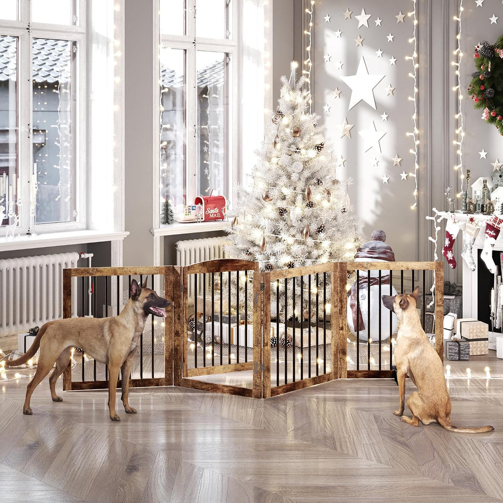 vantas 96" x 30", no-assembly wooden dog gate shown in use