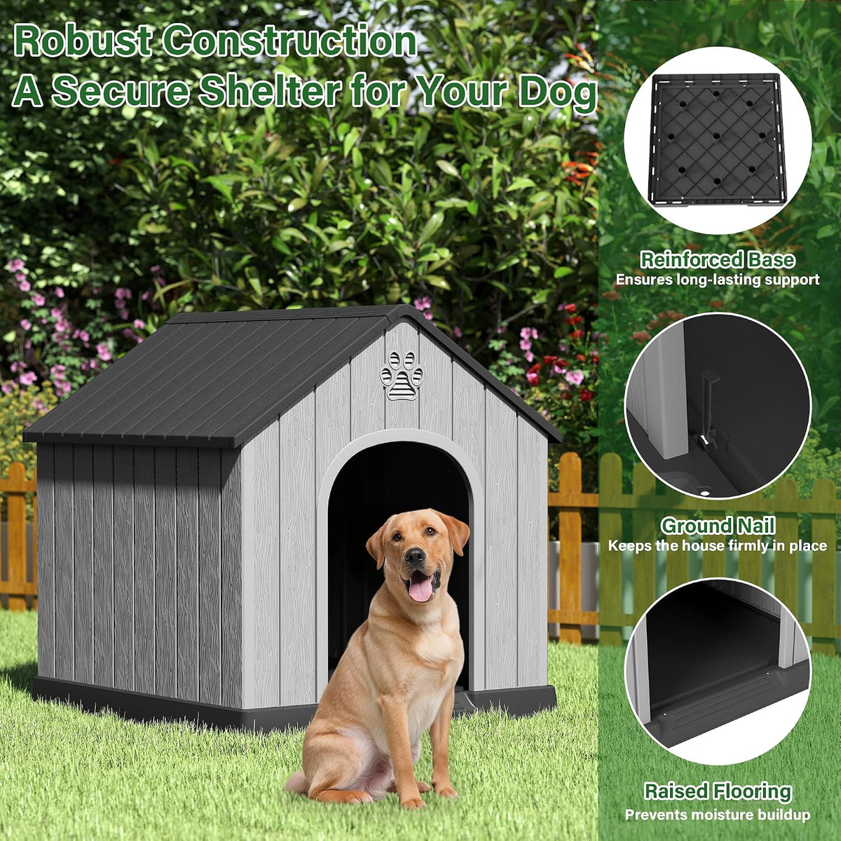 bifanuo large dog house for outdoor & indoor shown in use