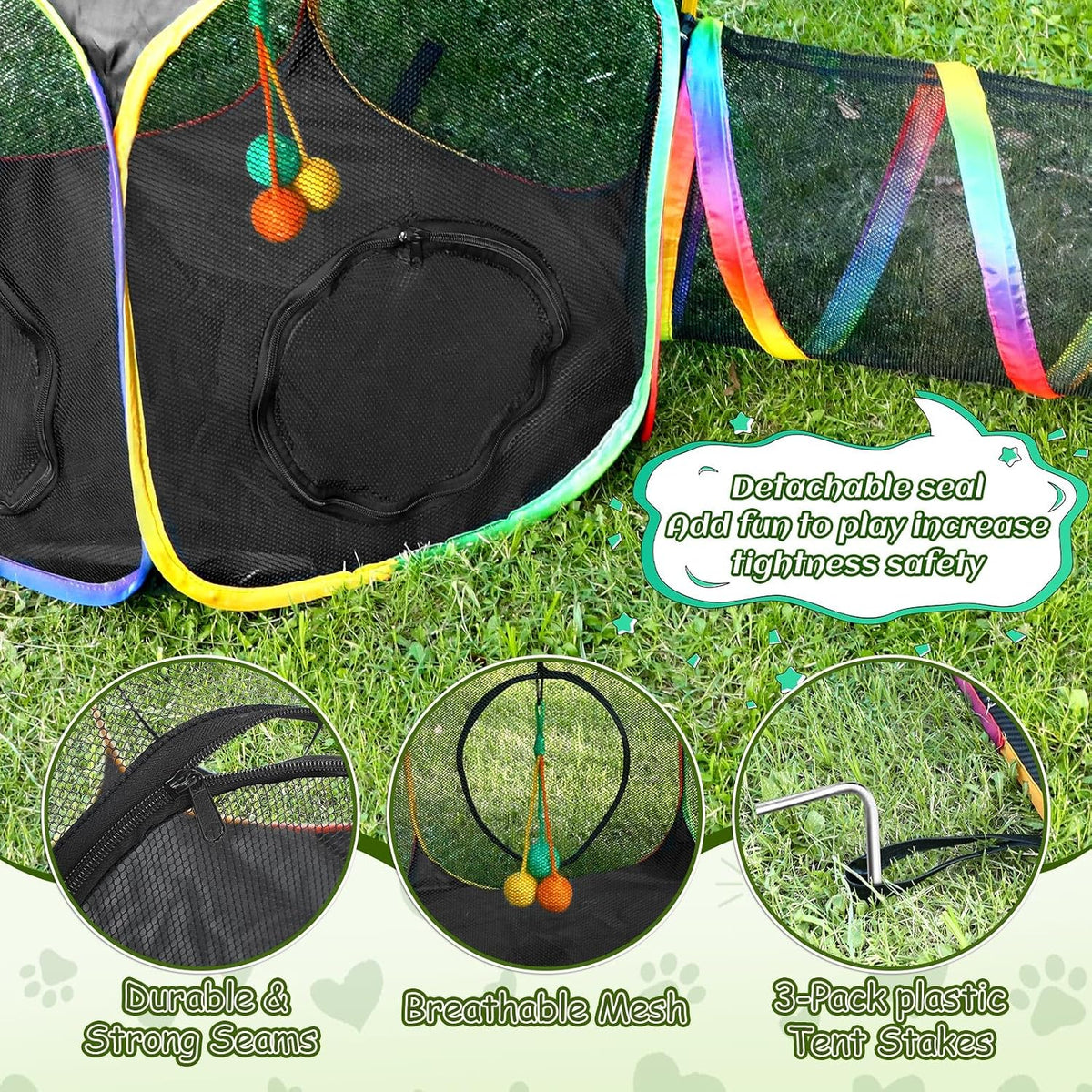 cypherx outdoor rainbow cat enclosure, 5 in 1 showing dimensions