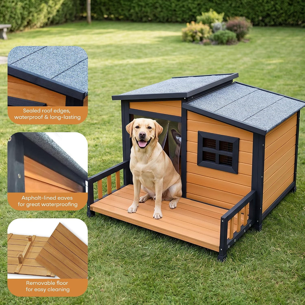 large dog house outdoor elevated wooden dog kennel showing dimensions