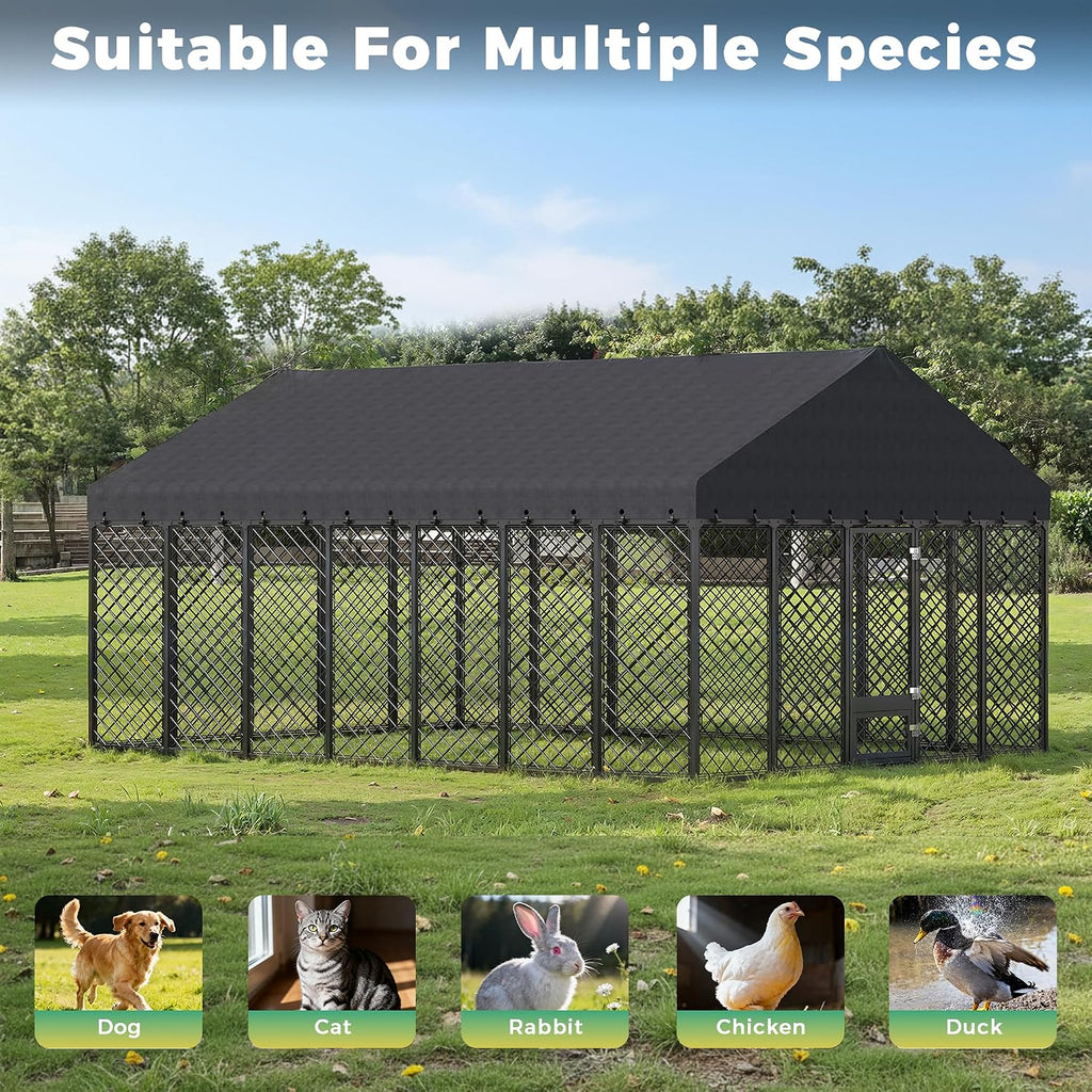 10x20 ft heavy duty dog kennel outdoor with, view 9