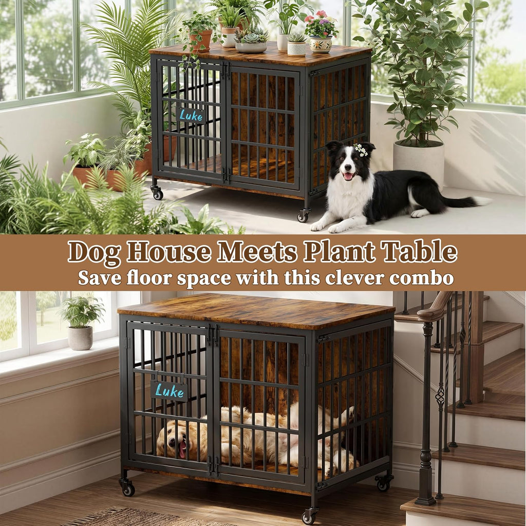 easycom 41in heavy duty dog crate with personalized on a desk or shelf