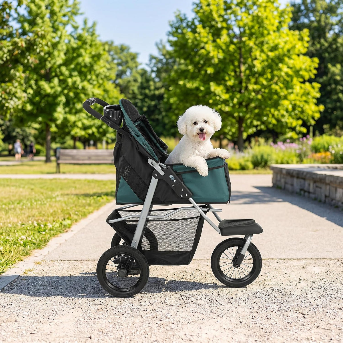 pawhut dog stroller for small dogs 3 wheel, view 9