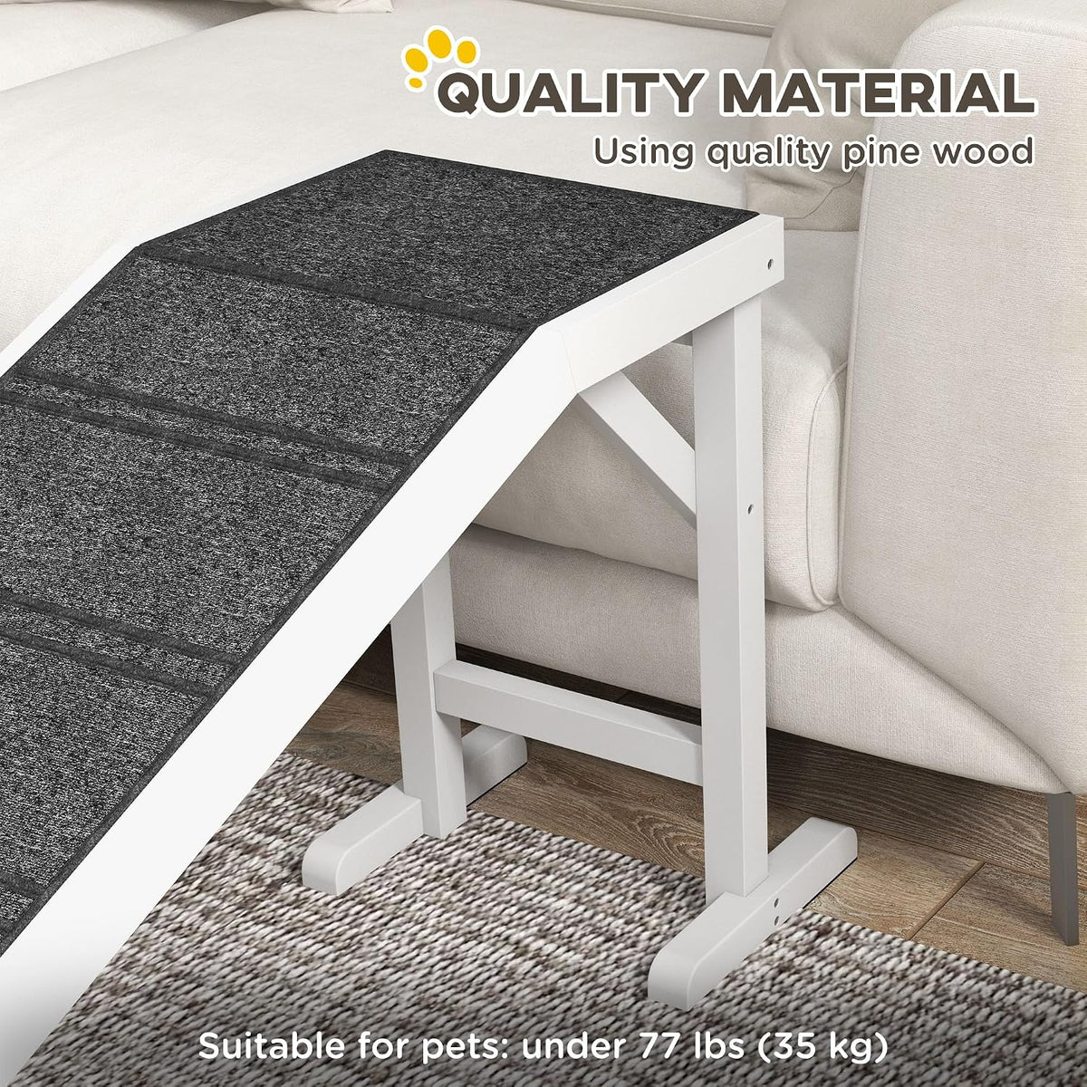 pawhut dog ramp for bed, pet ramp for, side view
