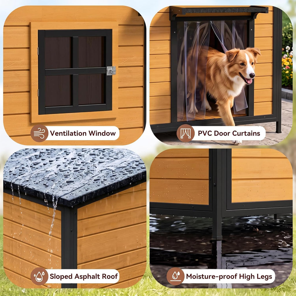 59" extra large outdoor dog house with insulated, close-up detail