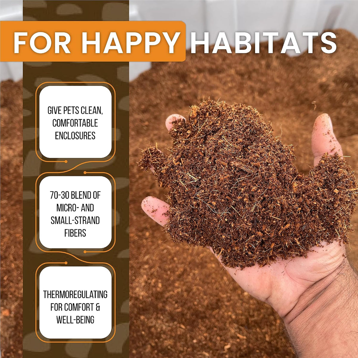 reptiearth reptile bedding, fluffy coconut fiber substrate 36, side view