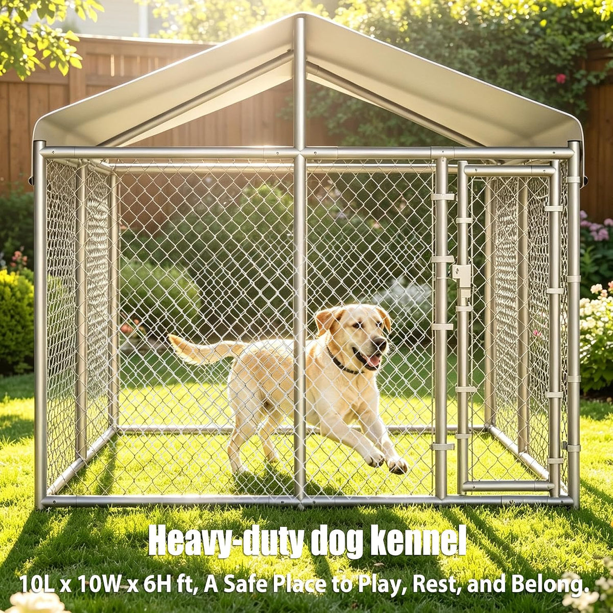 10 x 6.56 ft outside dog kennel outdoor, close-up detail